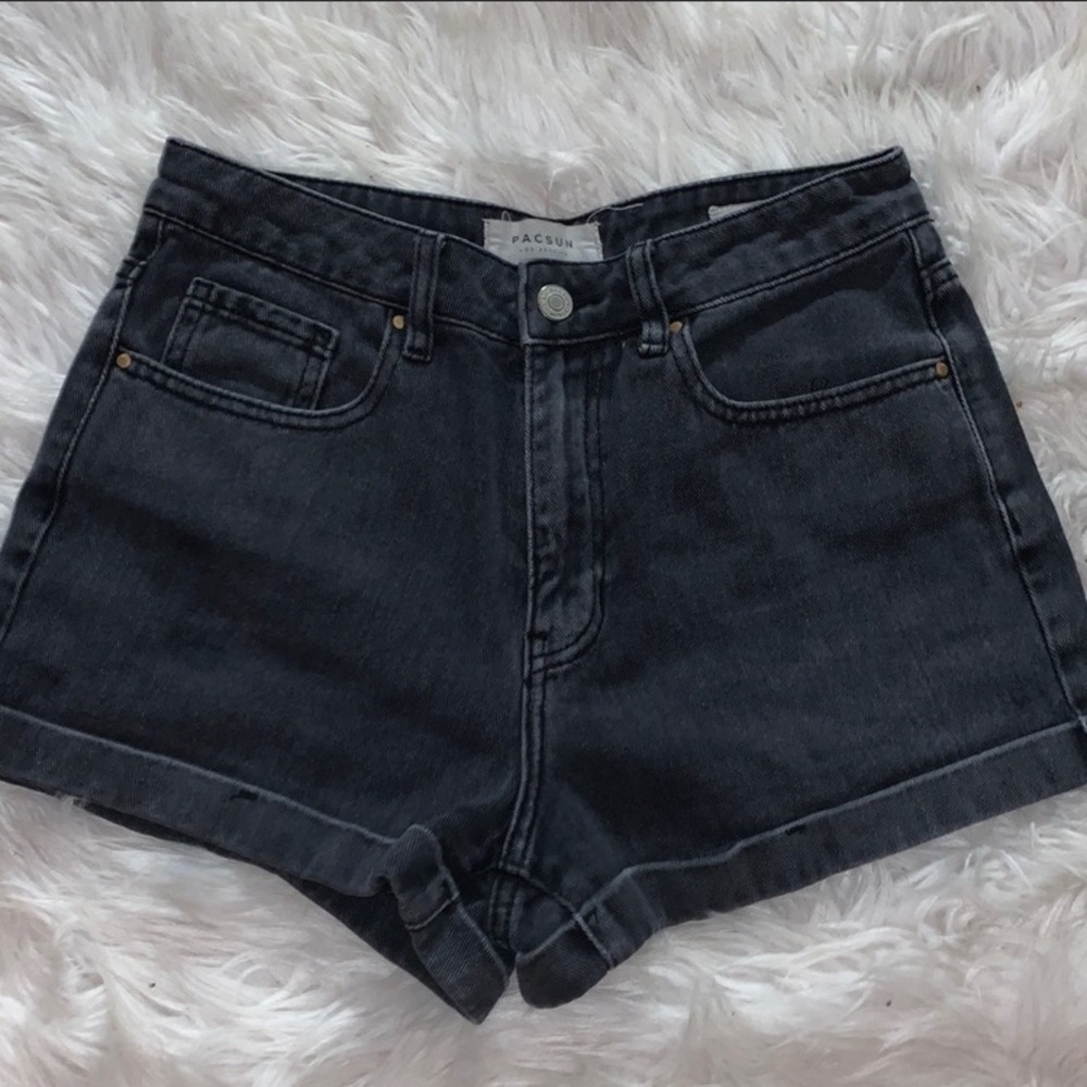 Black Denim Mom Shorts